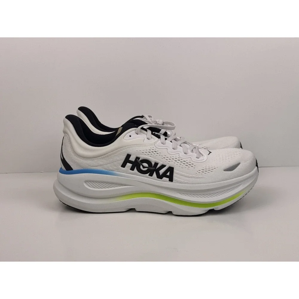Hoka One One Bondi 9 Running Shoe Men Sz 10 White/Black 1162011 FLCK Sample